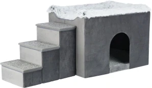 Interiérová búdka HARVEY so schodíkmi 119x47×50 cm, úložný priestor, sivá