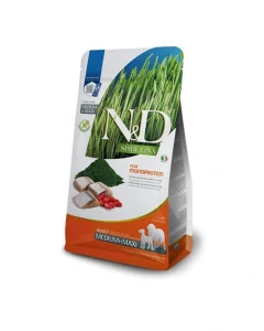 Farmina N&D pes Spirulina (GF) adult medium & maxi herring 2 kg