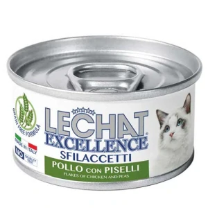 MONGE LECHAT EXCELLENCE FLAKES kompletné krmivo pre dospelé mačky -kuracie mäso s hráškom 80g