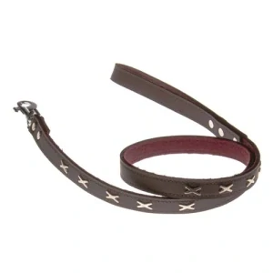 COBBYS PET Vodidlo z pravej podšité, hnedé, zdobený motívom "X" 20mm/120cm