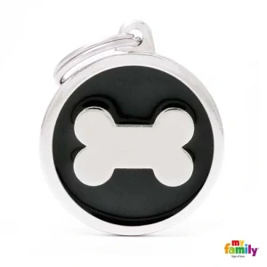 MF BLACK BIG CIRCLE  BONE 3,93x3,17 cm gravírovateľný prívesok