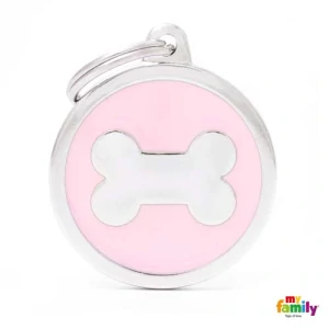 MF PINK BIG CIRCLE BONE 3,93x3,17 cm gravírovateľný prívesok