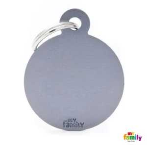 MF BIG ROUND ALUMINUM GREY 3,93x3,17 cm gravírovateľný prívesok
