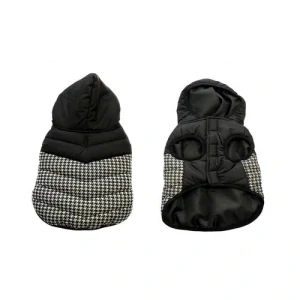 DUVO+ zimná bunda s kapucňou pre psov L 60cm pepita