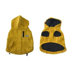 DUVO+ štýlová bunda s kapucňou pre psov M 50cm žltá