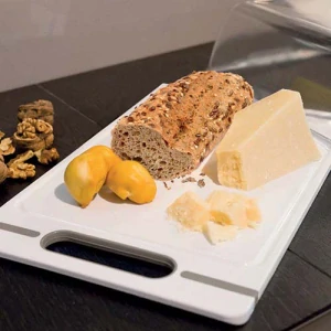 STEFANPLAST "Italian Chef Top Line" -Doska na krájanie s krytom L  24 x 22cm, výška 10,5cm -biela/sivá