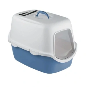 STEFANPLAST CATHY Filter krytá modrá-biela mačacia toaleta s filtrom 56x40x40cm
