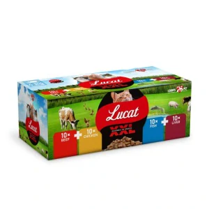 COBBYS PET LUCAT XXL BOX 40x100g kapsičky pre mačky kura+hovädzie+pečeň+ryba
