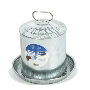 DUVO+ Pozinkovaná napájačka s vekom pre hydinu 7,5L - 32,5x28cm