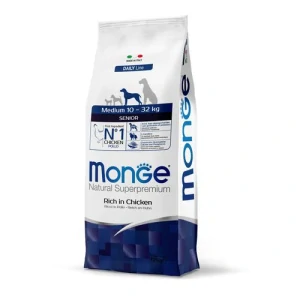 MONGE Natural Superpremium Medium Senior 12kg krmivo s kuracím mäsom pre psov seniorov stredných plemien