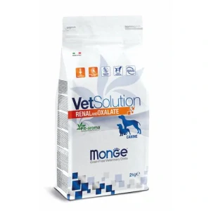 MONGE VetSolution Dog Renal and Oxalate 2kg diétne suché krmivo pre psov na podporu funkcie obličiek v prípade chronického zlyhania obličiek