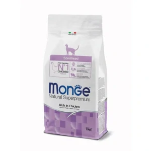 MONGE Natural Superpremium Sterilised 1,5kg suché krmivo s kuracím pre dospelé, sterilizované mačky