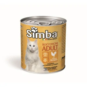 MONGE SIMBA Cat Chunks with chicken and turkey 720g konzerva pre dospelé mačky s kuracím a morčacím mäsom