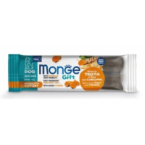 MONGE GIFT Meat bars Mobility support 40g/2ks mäsové tyčinky pre dospelé psy so pstruhom, Boswelliou a Kurkumou
