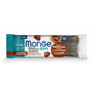 MONGE GIFT Meat bars Sensitive digestion 40g/2ks mäsové tyčinky pre dospelé psy s jahňacím mäso, gaštanom a Inulínom