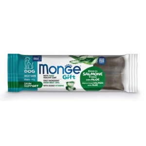 MONGE GIFT Meat bars Skin support 40g/2ks mäsové tyčinky pre dospelé psy s lososom, Aloe verou a kvasnicami