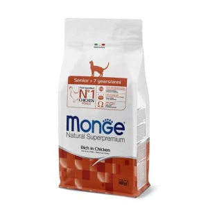 MONGE Natural Superpremium Senior 400g suché krmivo s kuracím pre seniorské mačky