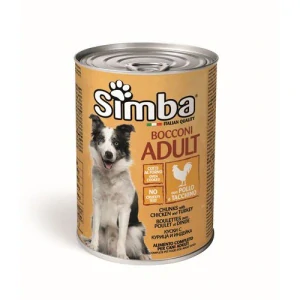 MONGE SIMBA Dog Chunks with chicken and turkey 415g konzerva pre dospelých psov s kuracím a morčacím mäsom