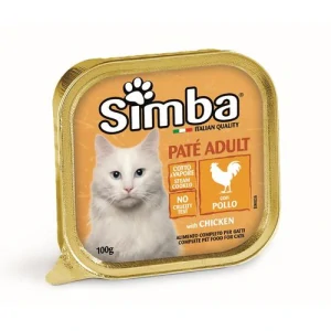 MONGE SIMBA Cat Paté Chicken 100g paštéta pre dospelé mačky s kuracím mäsom