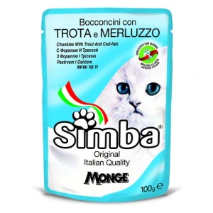 MONGE SIMBA Cat trout and codfish 100g kapsička pre dospelé mačky so pstruhom a treskou