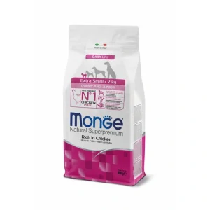 MONGE Natural Superpremium Extra Small Puppy & Junior 800g suché krmivo s kuracím pre šteňatá veľmi malých plemien
