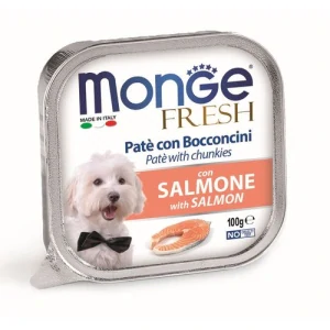 MONGE Fresh Adult 100g kúsky v paštéte s lososom pre dospelé psy