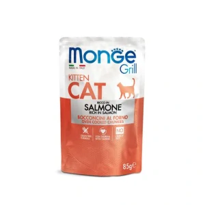 MONGE Grill Kitten 85g kapsička s lososom pre mačiatka
