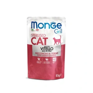 MONGE Grill Sterilised Cat 85g kapsička s teľacinou pre sterilizované mačky