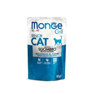 MONGE Grill Senior Cat 85g kapsička pre mačky s makrelou