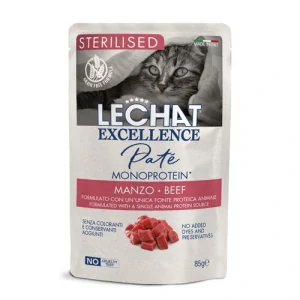 MONGE LECHAT EXCELLENCE Pate Sterilised Monoprotein Beef 85g kapsička pre sterilizované mačky s hovädzím mäsom