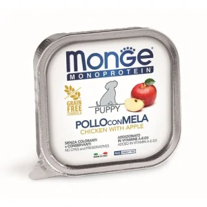 MONGE Monoprotein Fruits Puppy 150g čisto kuracia paštéta s jablkom pre šteňatá