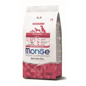 MONGE Natural Superpremium All Breeds Adult 2,5kg monoproteínové krmivo hovädzie/ryža pre dospelé psy všetkých plemien
