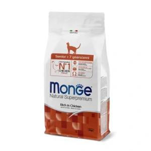 MONGE Natural Superpremium Senior 1,5kg suché krmivo s kuracím pre seniorské mačky