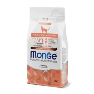 MONGE Natural Superpremium Adult 1,5kg monoproteínové krmivo s lososom pre dospelé mačky