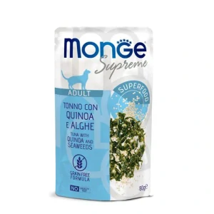 MONGE Supreme Adult 80g kapsička tuniakové kúsky s quinoou a morskými riasami pre dospelé mačky