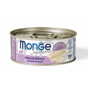 MONGE Supreme Sterilised 80g tuniakové kúsky s morským vlkom pre sterilizované mačky