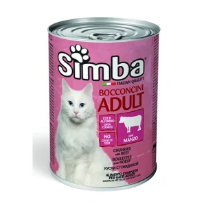 MONGE SIMBA Cat Chunks with beef 415g konzerva pre dospelé mačky s hovädzím mäsom