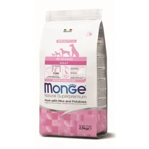 MONGE Natural Superpremium All Breeds Adult 2,5kg monoproteínové krmivo bravčové/ryža/zemiaky pre dospelé psy všetkých plemien