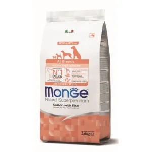 MONGE Natural Superpremium All Breeds Puppy 2,5kg monoproteínové krmivo losos/ryža pre šteňatá všetkých plemien