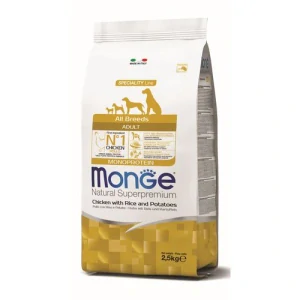 MONGE Natural Superpremium All Breeds Adult 2,5kg monoproteínové krmivo kura/ryža/zemiaky pre dospelé psy všetkých plemien