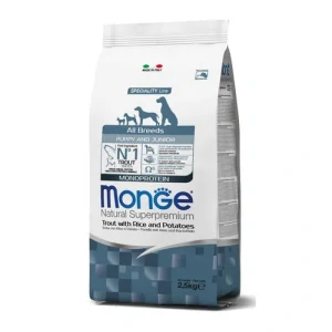 MONGE Natural Superpremium All Breeds Puppy 2,5kg monoproteínové krmivo pstruh/ryža/zemiaky pre šteňatá všetkých plemien