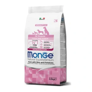 MONGE Natural Superpremium All Breeds Puppy 2,5kg monoproteínové krmivo bravčové/ryža/zemiaky pre šteňatá všetkých plemien