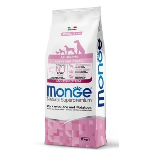 MONGE Natural Superpremium All Breeds Puppy 12kg monoproteínové krmivo bravčové/ryža/zemiaky pre šteňatá všetkých plemien