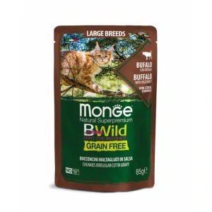 MONGE BWild Cat Grain Free Large breed 85g kapsička pre dospelé mačky veľkých plemien byvol so zeleninou