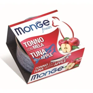 MONGE Fruits Adult Tuna/Apple 80g tuniakové kúsky s jablkom pre dospelé mačky
