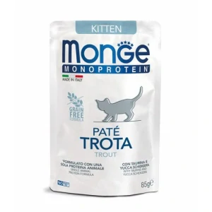 MONGE Monoprotein Pate Kitten 85g monoproteínová paštéta v kapsičke so pstruhom pre mačiatka