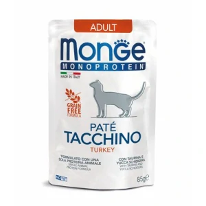 MONGE Monoprotein Pate Adult 85g monoproteínová paštéta v kapsičke s morčacím mäsom pre dospelé mačky