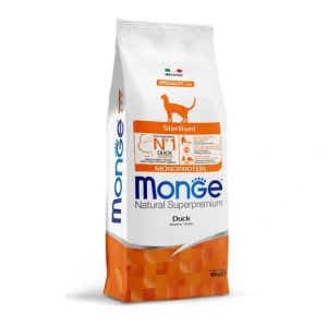 MONGE Natural Superpremium Sterilised 10kg monoproteínové krmivo s kačacím pre sterilizované mačky