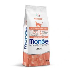 MONGE Natural Superpremium Adult 10kg monoproteínové krmivo s lososom pre dospelé mačky