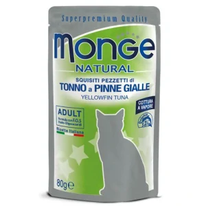 MONGE NATURAL 80g kapsička pre dospelé mačky tuniak v želé